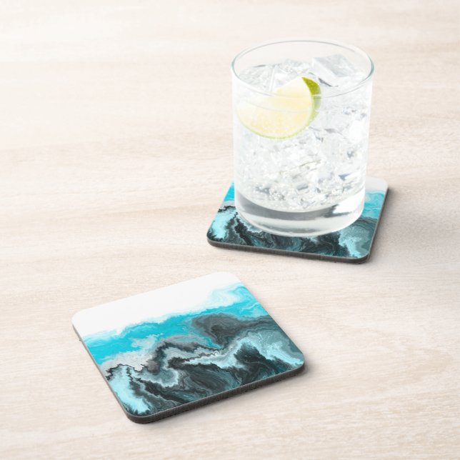 Aqua Blue Marble  Beverage Coaster (Right Side)