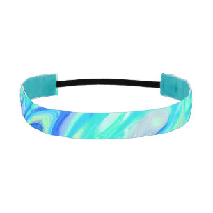 Aqua Blue Marble Texture Abstract Liquid Pattern Athletic Headband