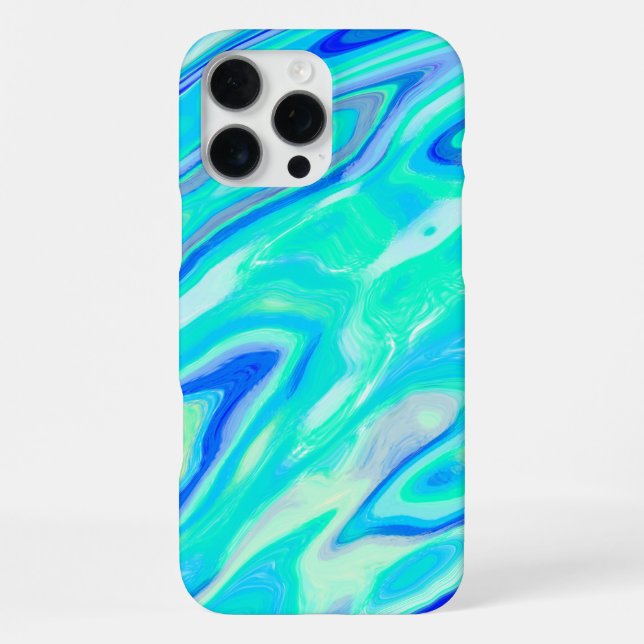 Aqua Blue Marble Texture Abstract Liquid Pattern iPhone Case (Back)