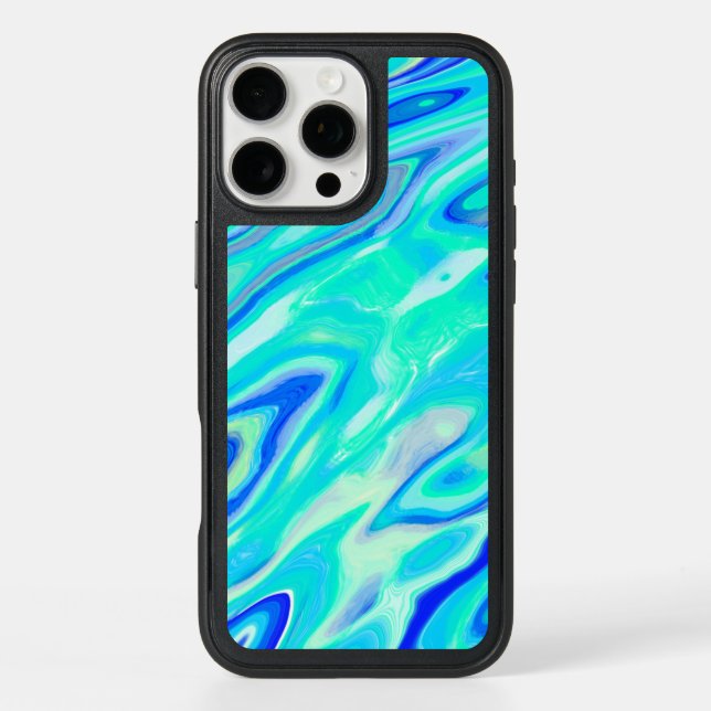 Aqua Blue Marble Texture Abstract Liquid Pattern Otterbox iPhone Case (Back)