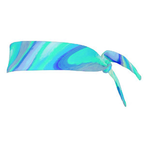 Aqua Blue Marble Texture Abstract Liquid Pattern Tie Headband