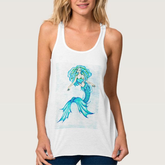Aqua Blue Mermaid Tank Top (Front)