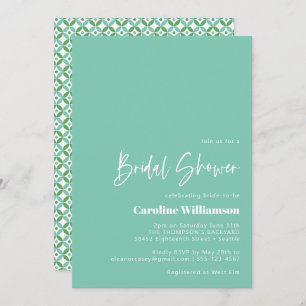 Aqua Blue Mid Mod Geometric Bridal Shower Invitation