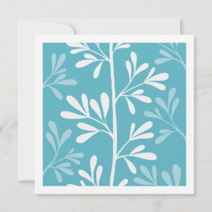 Aqua Blue Minimal Botanical Garden Stems Note Card