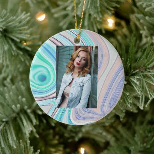 aqua blue mint green lilac purple pastel rainbow ceramic ornament