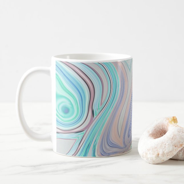 aqua blue mint green lilac purple pastel rainbow coffee mug (With Donut)