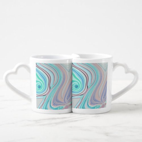aqua blue mint green lilac purple pastel rainbow coffee mug set