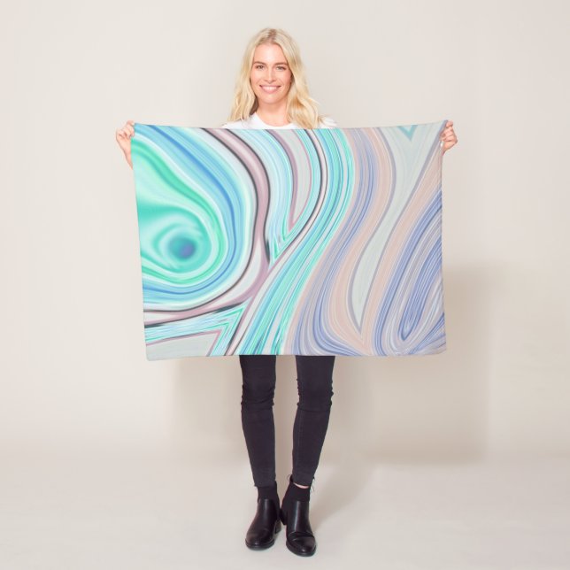 aqua blue mint green lilac purple pastel rainbow fleece blanket (In Situ)