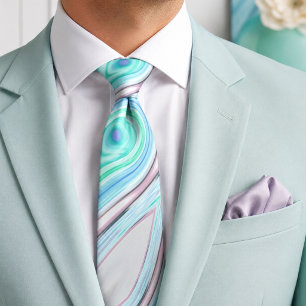 aqua blue mint green lilac purple pastel rainbow neck tie
