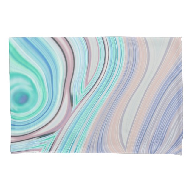aqua blue mint green lilac purple pastel rainbow pillow case (Front-Left)