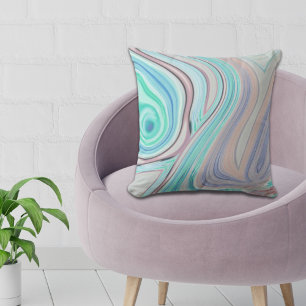 aqua blue mint green lilac purple pastel rainbow throw pillow