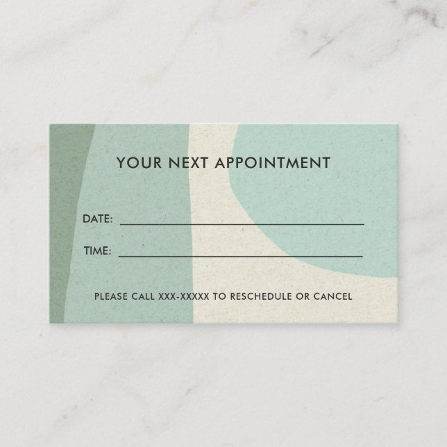 AQUA BLUE MODERN KRAFT ABSTRACT ART APPOINTMENT BUSINESS CARD (Front)