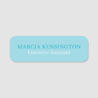 Aqua Blue Modern Professional Name Tag