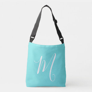 Aqua Blue Monogram Initial Crossbody Bag