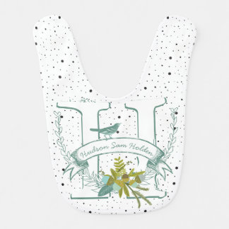 Aqua Blue Monogram Lil' Man Baby Boy Bib
