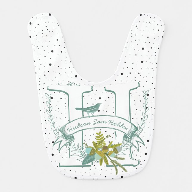 Aqua Blue Monogram Lil' Man Baby Boy Bib (Front)