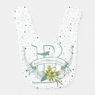 Aqua Blue Monogram Lil' Man Baby Boy Bib