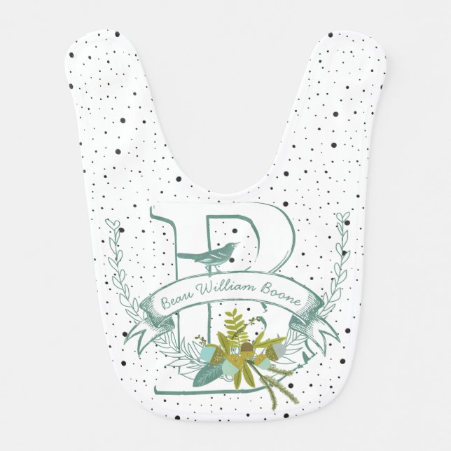 Aqua Blue Monogram Lil' Man Baby Boy Bib (Front)