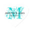 Aqua Blue Monogram Wedding Stickers Heart Shape