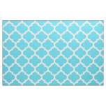 Aqua Blue Moroccan Quatrefoil Trellis Fabric