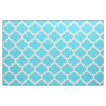 Aqua Blue Moroccan Quatrefoil Trellis Fabric