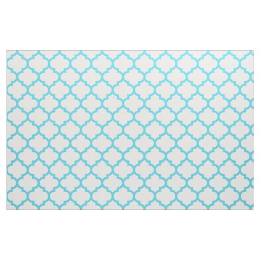 Aqua Blue Moroccan Trellis Pattern Fabric