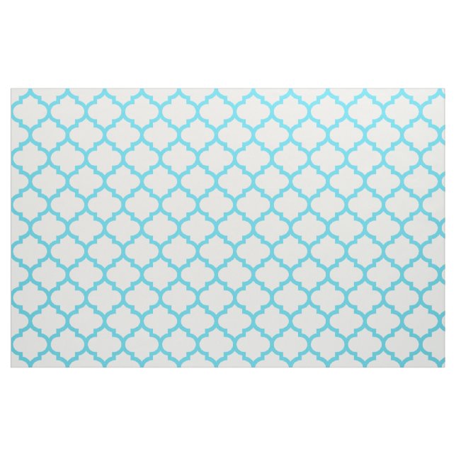 Aqua Blue Moroccan Trellis Pattern Fabric (Yard)