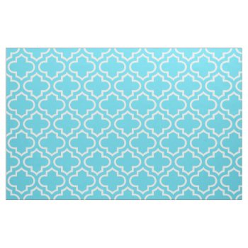 Aqua Blue Moroccan Trellis Pattern Fabric 02 by Richard__Stone at Zazzle