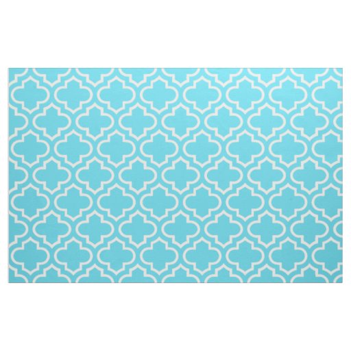 Aqua Blue Moroccan Trellis Pattern Fabric 02