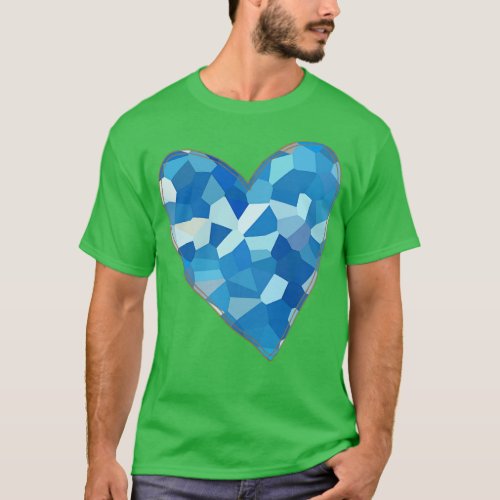 Aqua Blue Mosaic Heart T_Shirt
