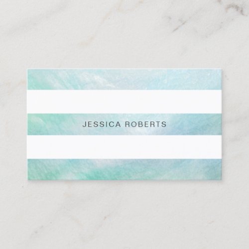 Aqua Blue Mother of Pearl Stripes Pattern Business Card