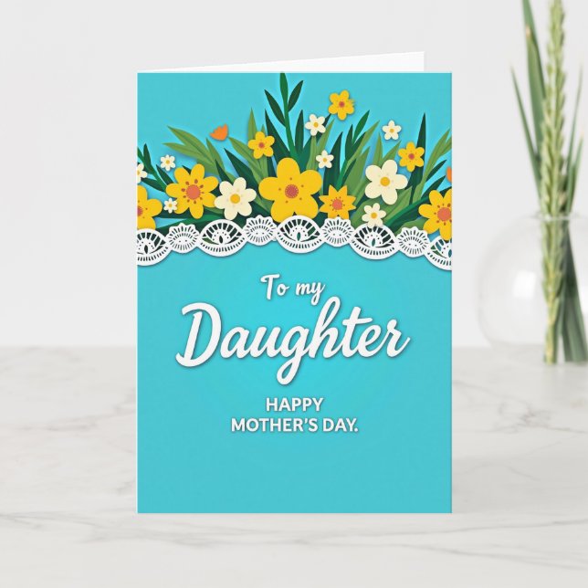 Aqua Blue Mothers Day Daughter Card (Front)