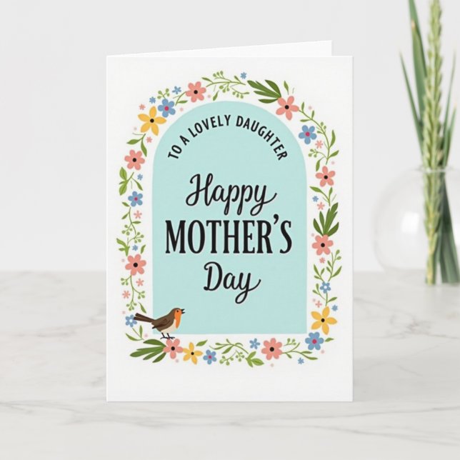 Aqua Blue Mothers Day Message Card (Front)