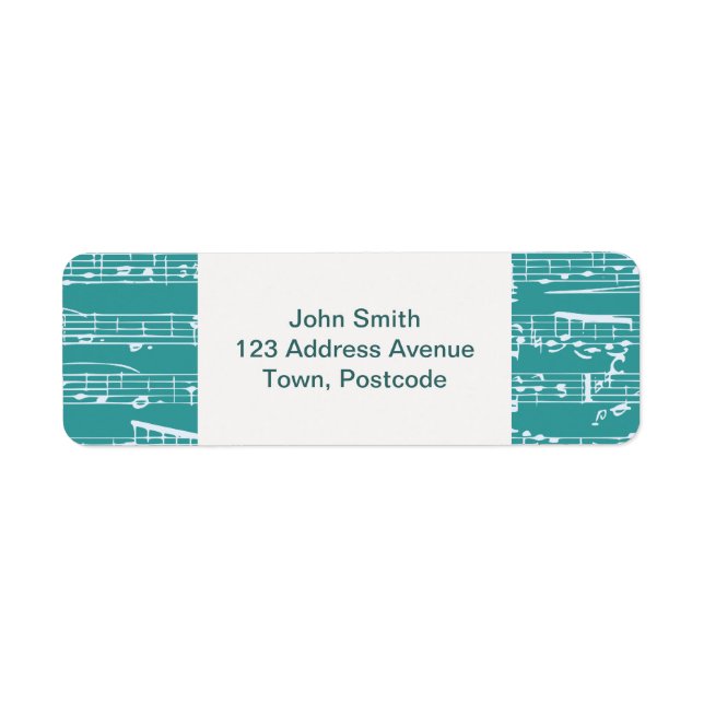 Aqua Blue music notes Label (Front)