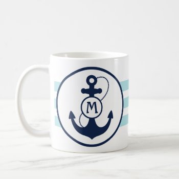 Aqua Blue Nautical Anchor Coffee Mug by snowfinch at Zazzle