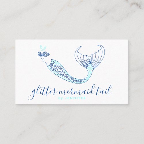 Aqua Blue Navy Tail Mermaid Business Card