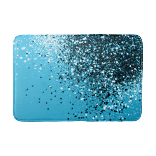 Aqua Blue OCEAN Glitter #1 Bath Mat
