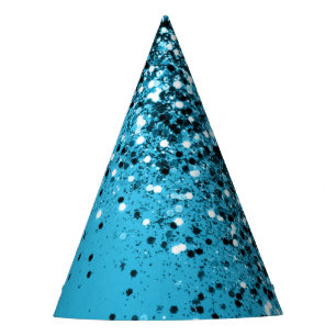Aqua Blue OCEAN Glitter #1 Party Hat