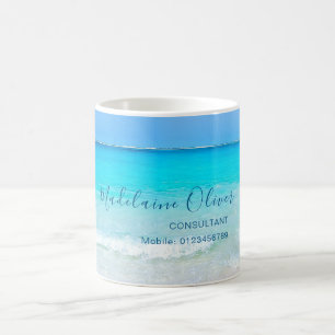 Aqua Blue Ocean Sea Sky Custom Coffee Mug