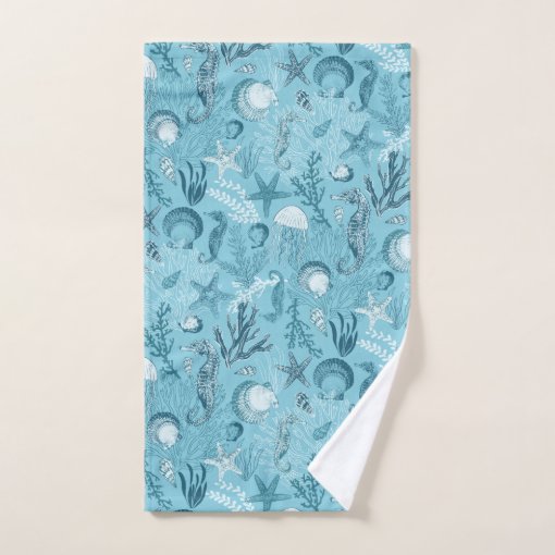 Aqua Blue Ocean Underwater Sea Life Bath Towel Set | Zazzle