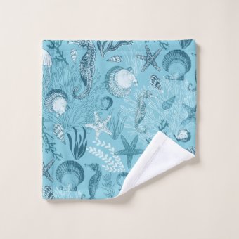 Aqua Blue Ocean Underwater Sea Life Bath Towel Set | Zazzle