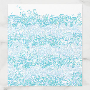 Aqua Blue Ocean Waves DIY Beach Wedding Envelope Liner