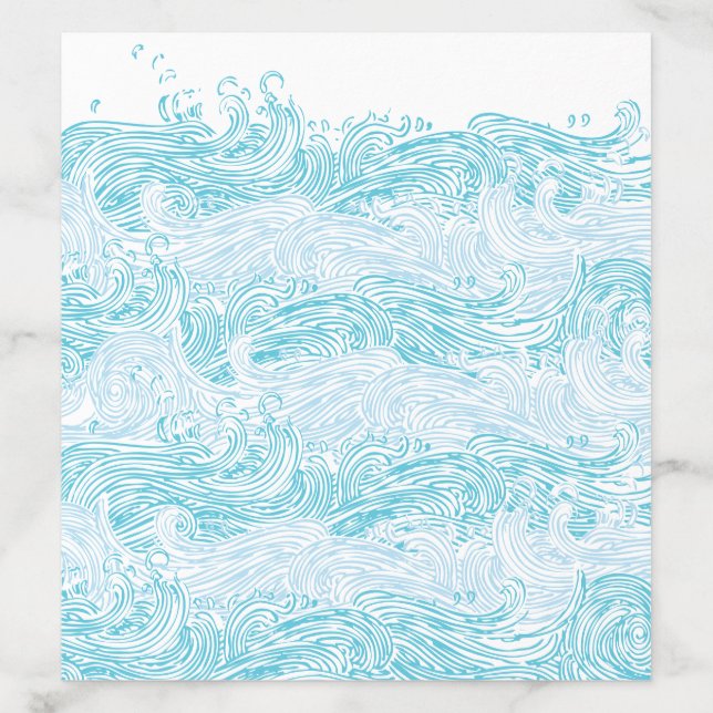 Aqua Blue Ocean Waves DIY Beach Wedding Envelope Liner (Design)