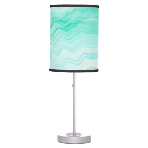 Aqua Blue Ocean Waves Peaceful Minimalist Table Lamp