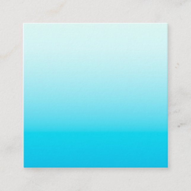 Aqua blue ombre background square business card (Front)