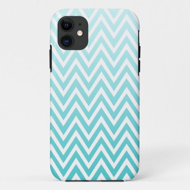 Aqua blue ombre chevron stripes iphone 5 case (Back)