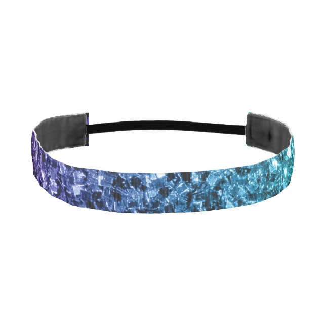 Aqua blue Ombre faux glitter sparkles Athletic Headband (Front)