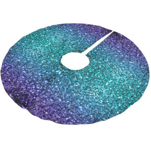 Aqua blue Ombre faux glitter sparkles Brushed Polyester Tree Skirt