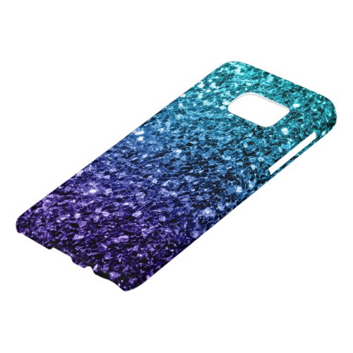 Aqua blue Ombre faux glitter sparkles Samsung Galaxy S7 Case