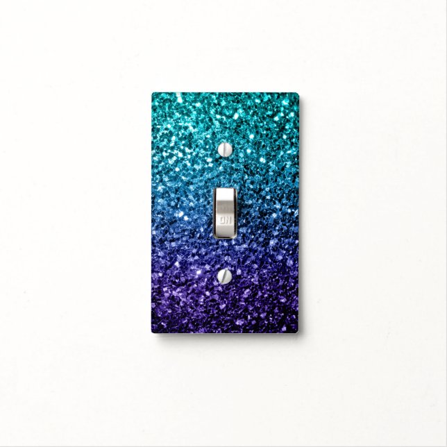 Aqua blue Ombre faux glitter sparkles Light Switch Cover (In Situ)